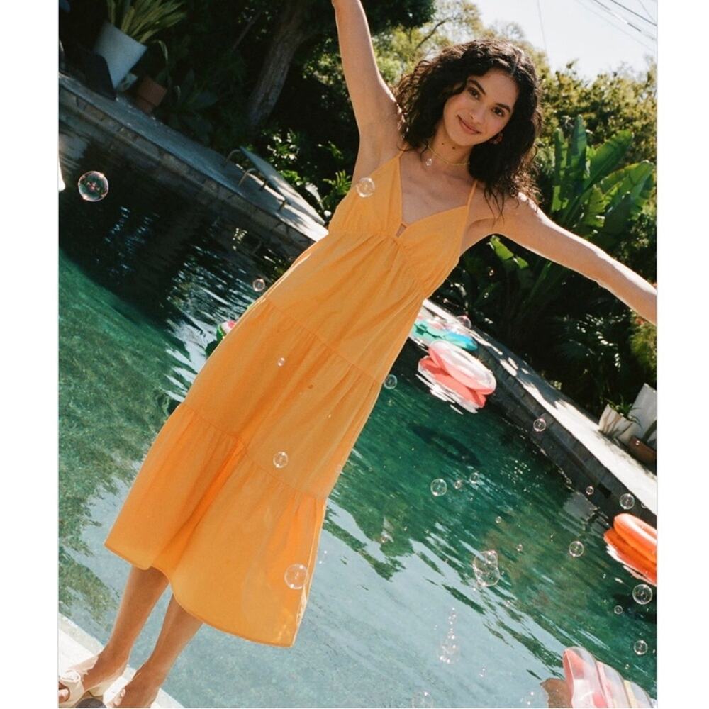 Rails Avril Tiered Midi Dress in Marigold Size Small Gently Used Resortwear